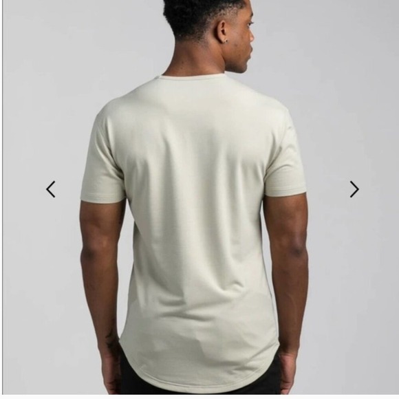 BYLT Mens Drop Cut LUX Short Sleeve Crew Neck Basic T-Shirt Size M Cream - Picture 2 of 7